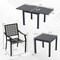 Rectangular Aluminum Patio Table with Stackable Slatted Chairs Set